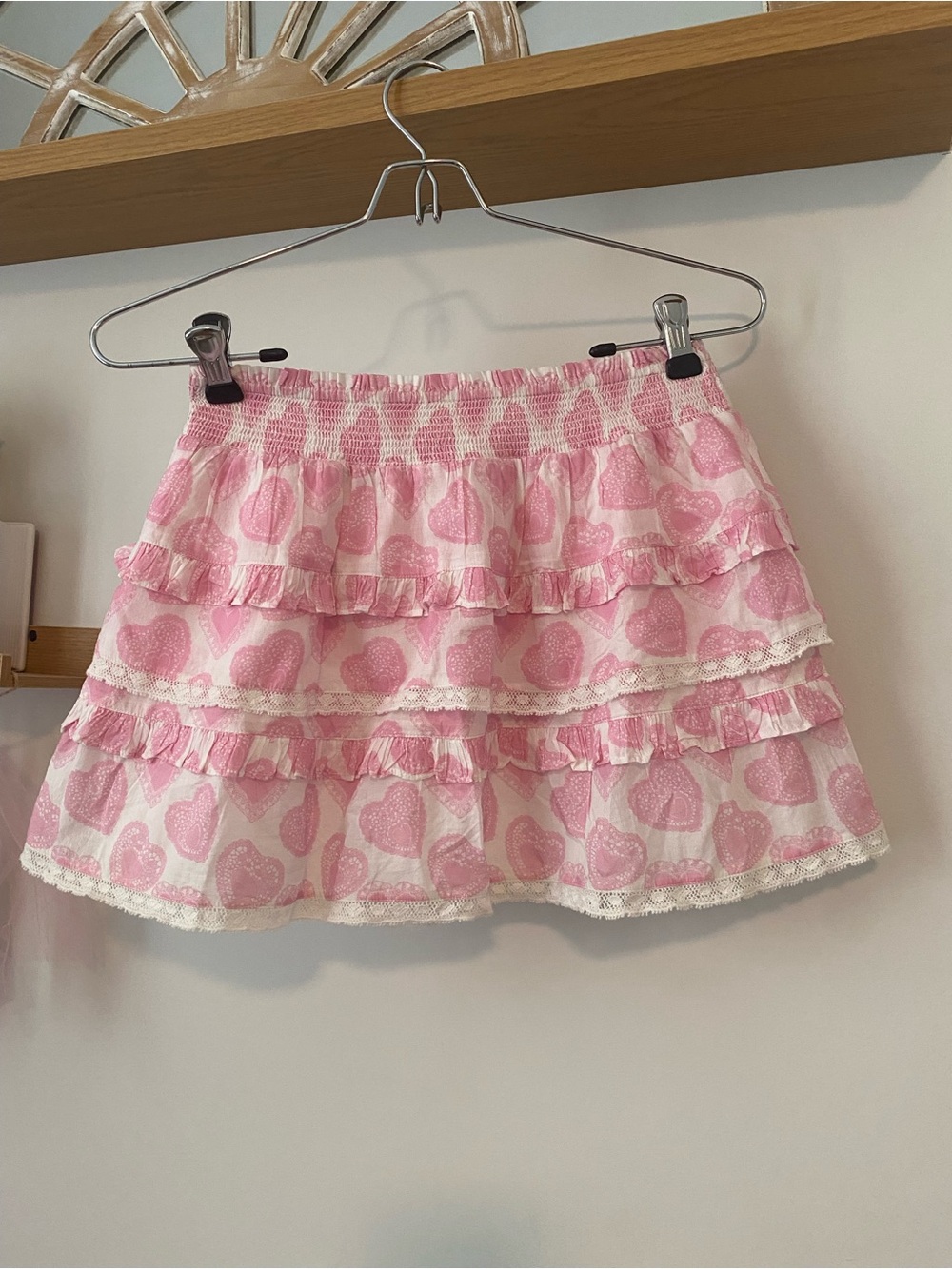 LoveShackFancy Tween Billie Heart Print Skirt